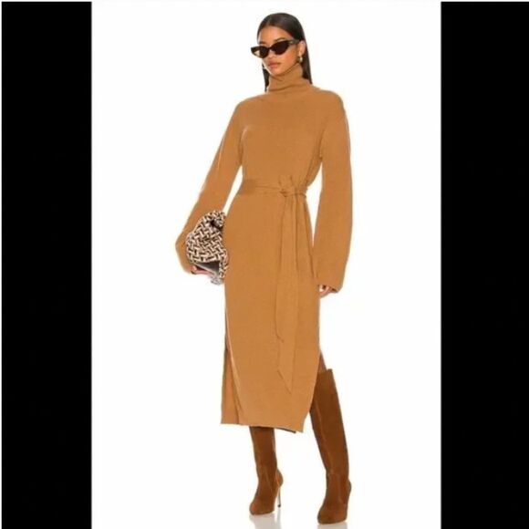 Nanushka CANAAN Cashmere-blend Turtleneck Dress Camel - Picture 5 of 12